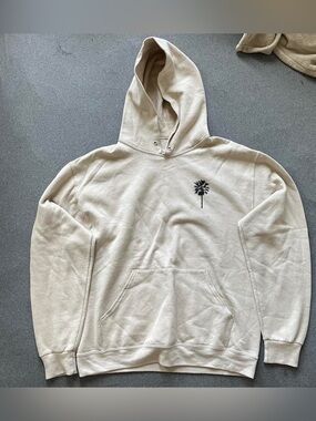 Neutral Cream Palm-Embroidered Hoodie